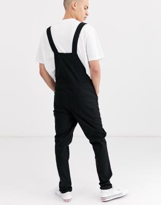 mens skinny overalls black