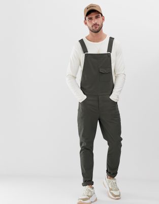skinny khaki overalls