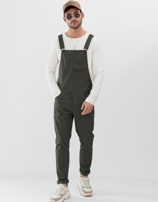 skinny khaki overalls