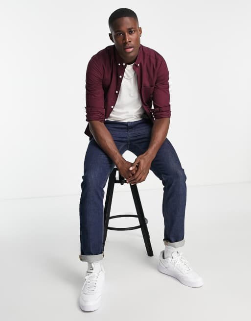 ASOS DESIGN - Skinny Oxford-skjorte i okseblod, 4 af 4