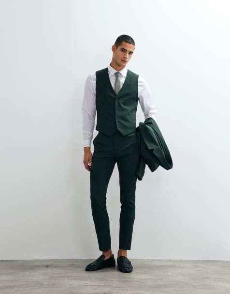 ASOS DESIGN - Skinny pantalon in donkergroen - view 1
