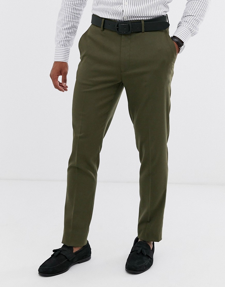 ASOS DESIGN - Skinny pantalon in olijfgroen