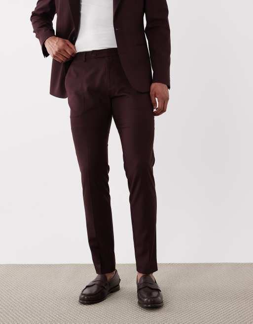 ASOS DESIGN skinny pantalon in wijnrood, 2 van 5