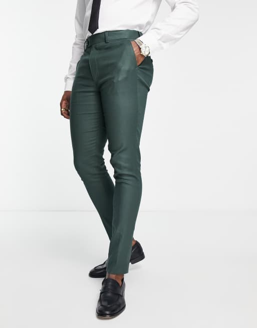 ASOS DESIGN - Skinny pantalon van linnenmix in bosgroen, 5 van 5