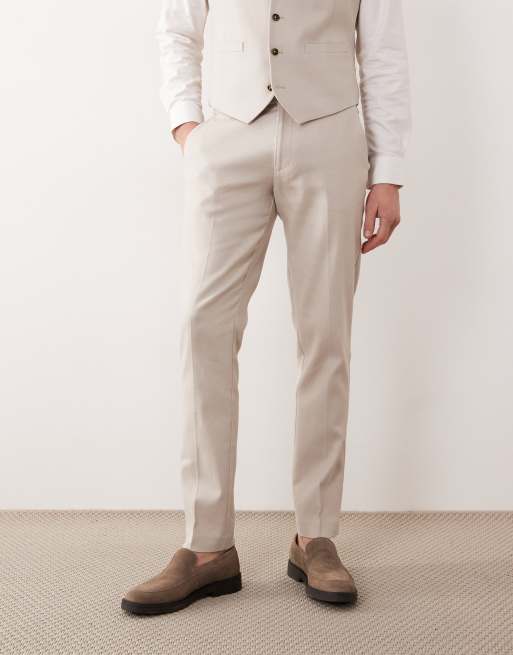 ASOS DESIGN - Skinny pantalon van linnenmix in stone, 3 van 5