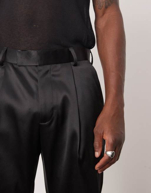 ASOS DESIGN - Skinny pantalon van satijn in zwart, 4 van 5