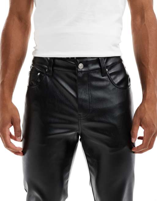 ASOS DESIGN skinny pants in black faux leather, 4 of 5