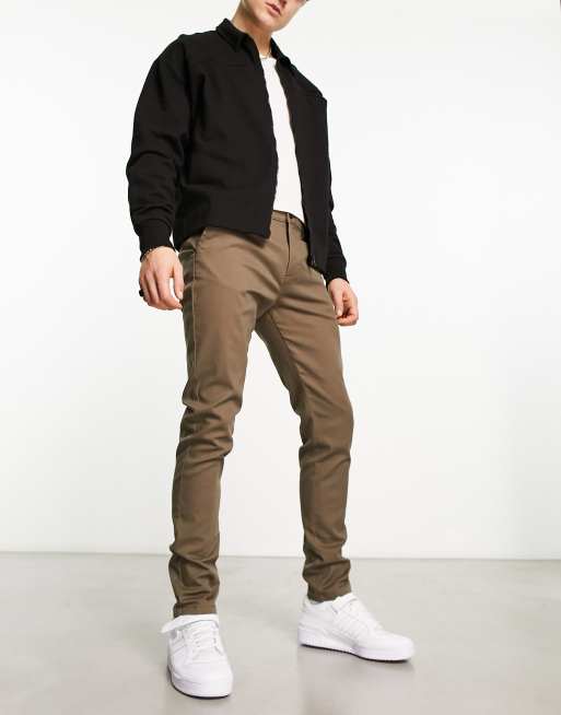 ASOS DESIGN skinny pants in dark khaki | ASOS