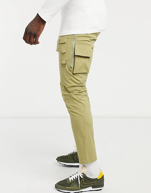 ASOS DESIGN skinny pants with side zips in light khaki | ASOS