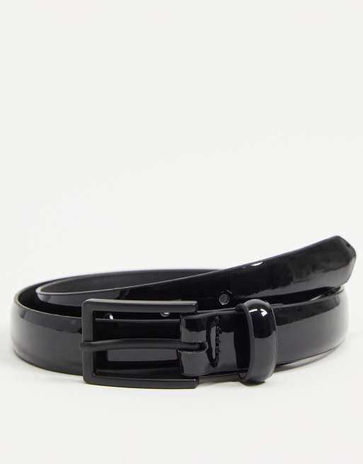 Thin glossy black belt