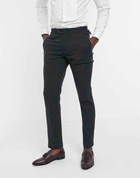 ASOS DESIGN - Skinny pied-de-poule pantalon van wolmix in kaki - view 1