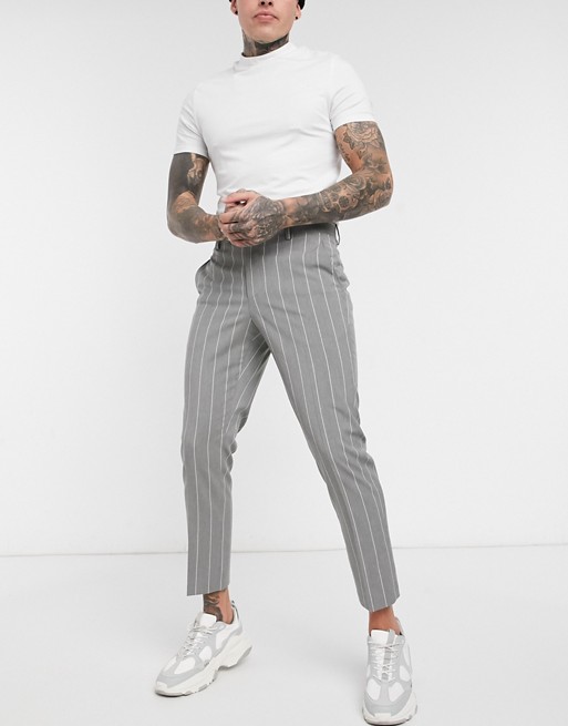 ASOS DESIGN skinny pinstripe smart trouser in grey