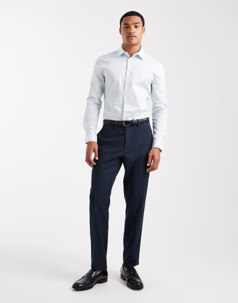 ASOS DESIGN skinny poplin shirt in light blue - view 1