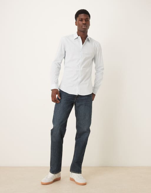 ASOS DESIGN skinny poplin shirt in light blue, 2 of 5
