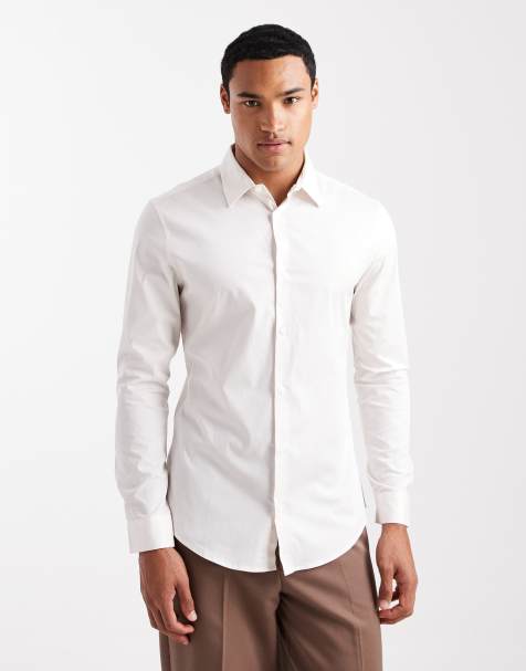 ASOS DESIGN skinny poplin shirt in pink - view 1