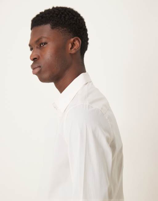 ASOS DESIGN skinny poplin shirt in pink, 4 of 5
