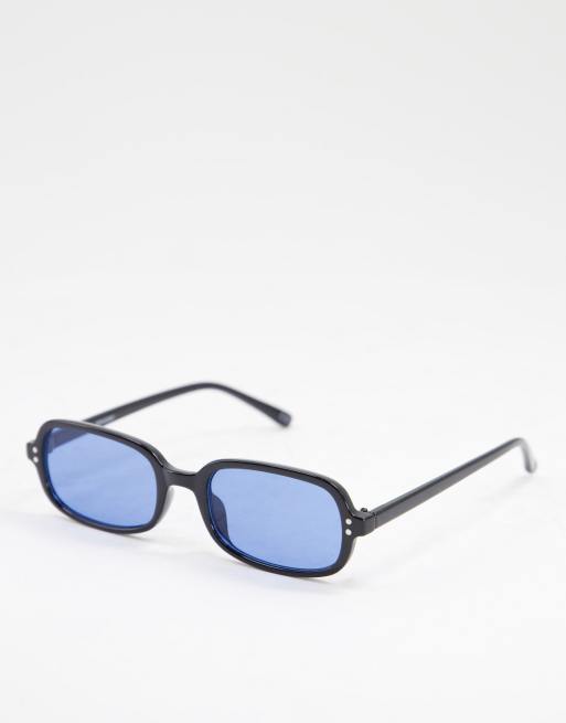 ASOS DESIGN chunky rectangle sunglasses with black lens in black