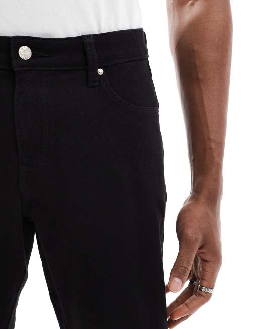 ASOS DESIGN skinny regular length denim shorts in black