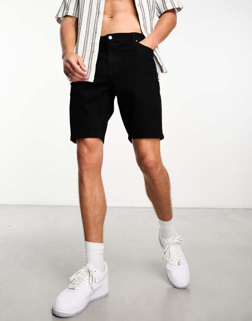 ASOS DESIGN smart longer length shorts in black