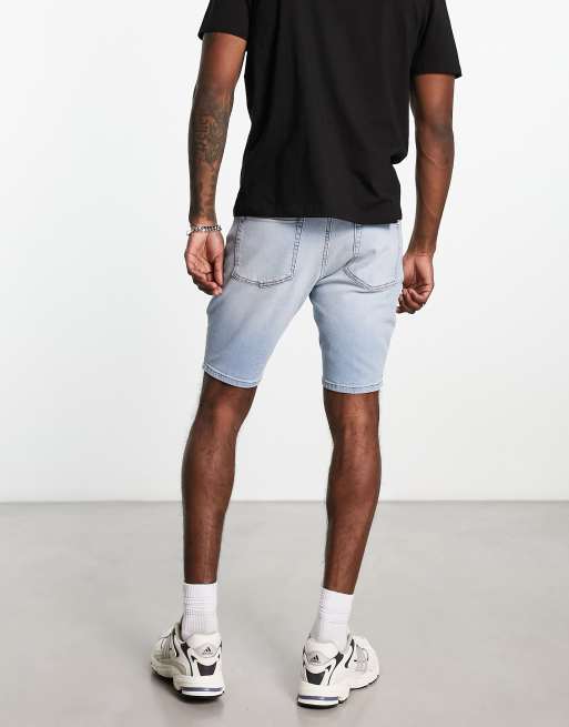 ASOS DESIGN skinny regular length denim shorts in black