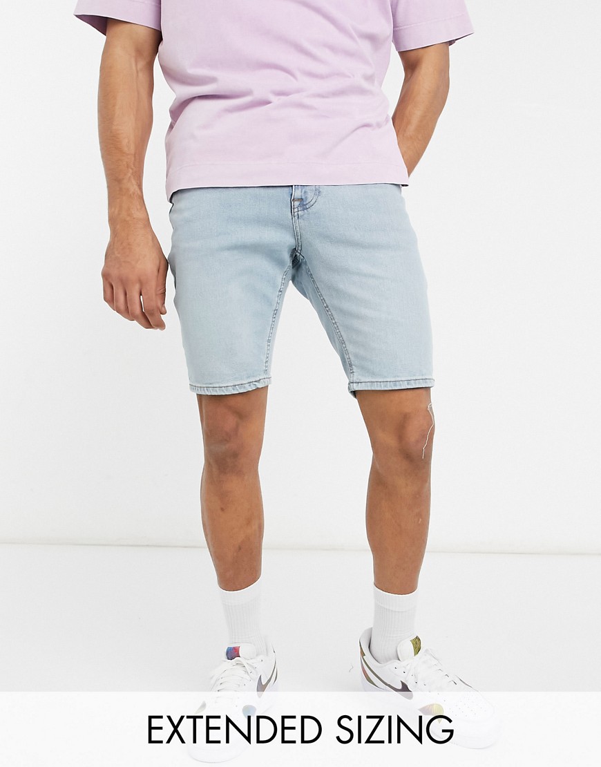 ASOS DESIGN skinny regular length denim shorts in vintage light blue tint