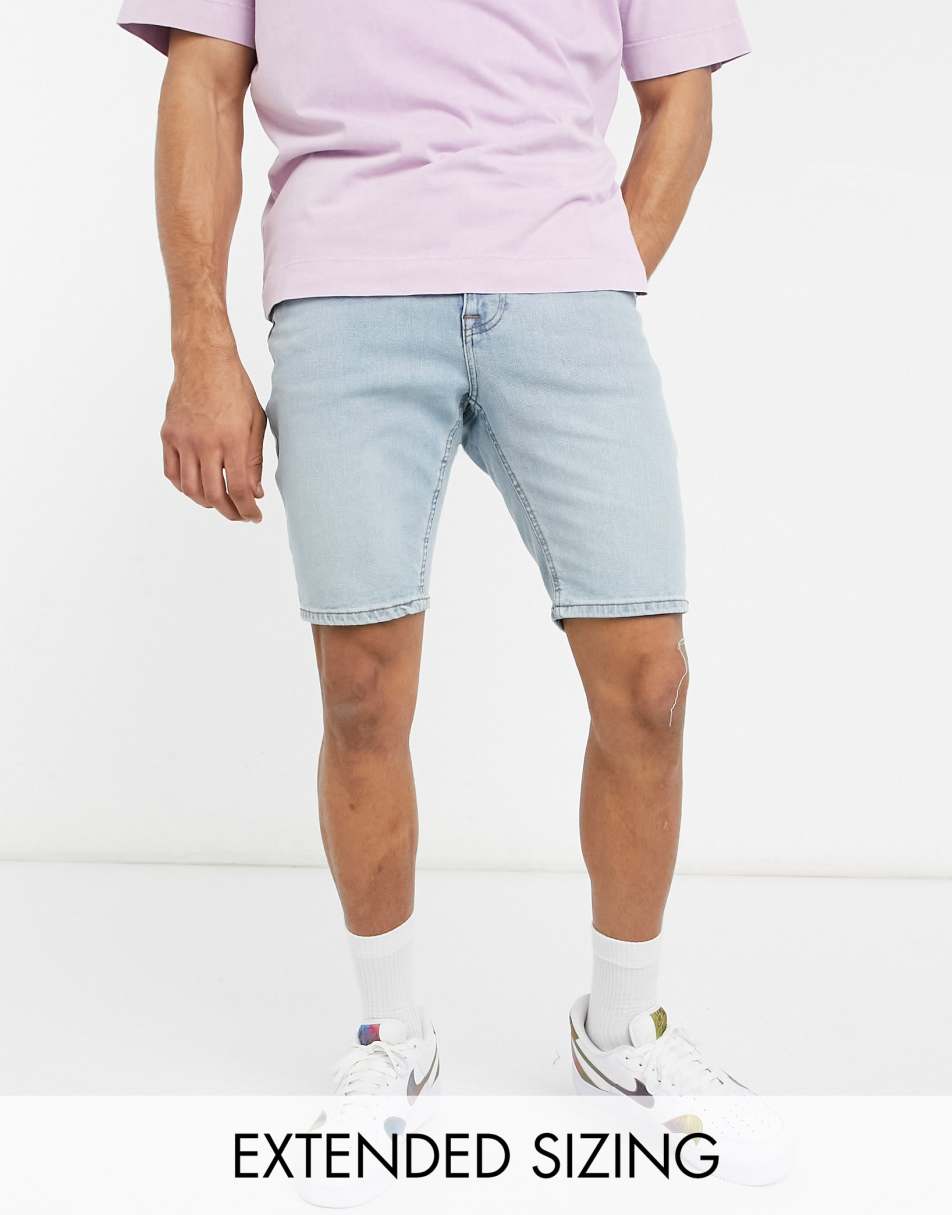 ASOS DESIGN skinny regular length denim shorts in vintage light blue tint