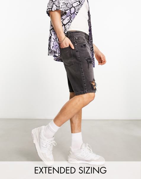 ASOS Denim Shorts In Slim Black With Heavy Rips  Mens denim shorts, Ripped  jeans men, Asos menswear