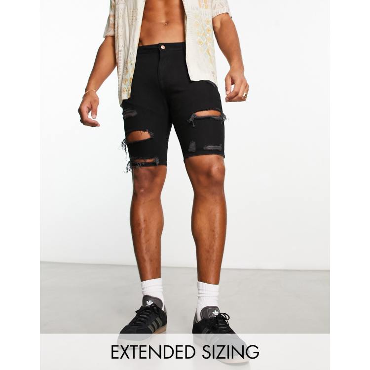 ASOS DESIGN shorter length slim shorts in washed black