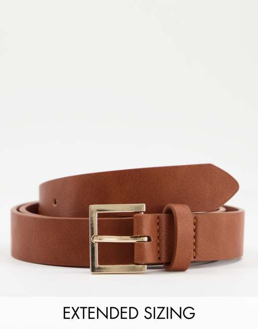 ASOS DESIGN - Skinny riem van imitatieleer met goudkleurige gesp