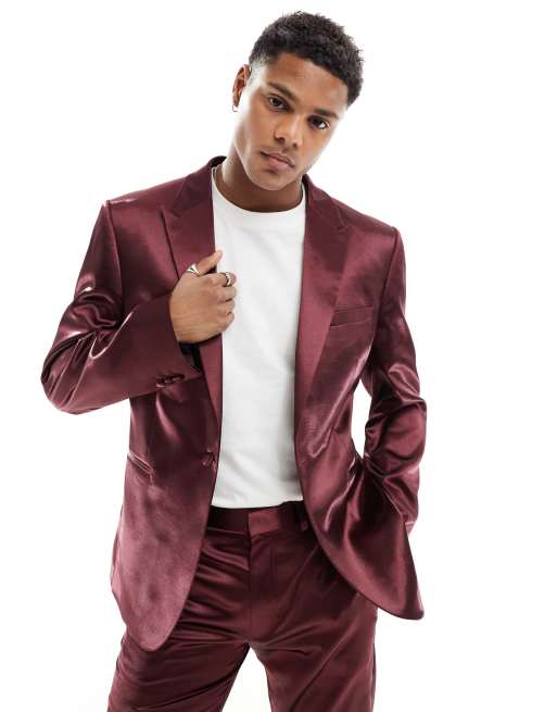 Burgundy suede suit jacket sale