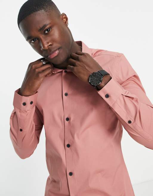 ASOS DESIGN skinny shirt in dusty pink