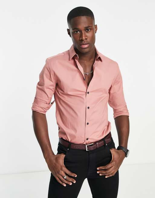 ASOS DESIGN skinny shirt in dusty pink