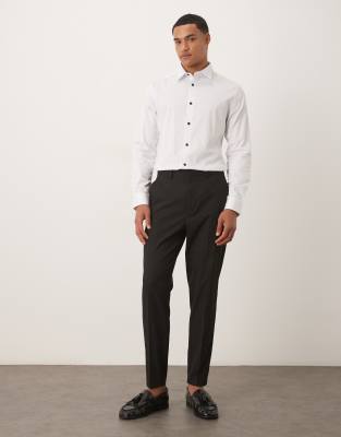 Asos Design Skinny Shirt With Contrast Buttons In White