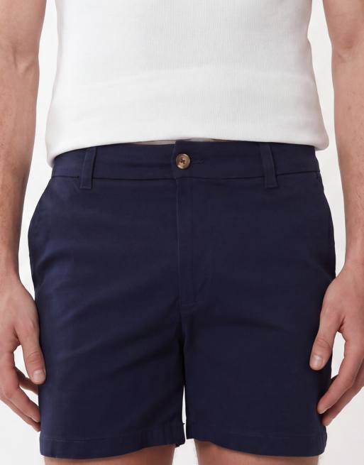 ASOS DESIGN skinny short length chino shorts in navy, 2 of 5