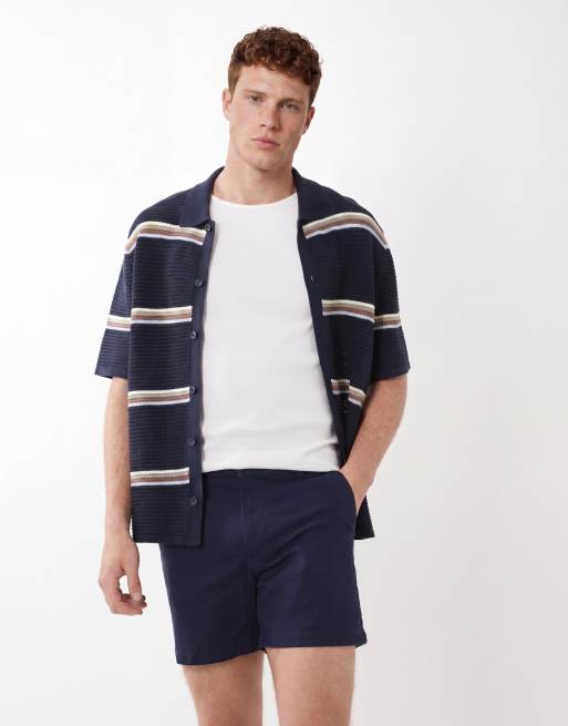 ASOS DESIGN skinny short length chino shorts in navy, 3 of 5