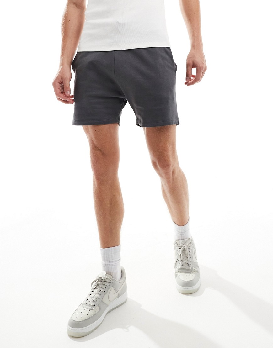 Asos Design Skinny Shorts In Charcoal-gray