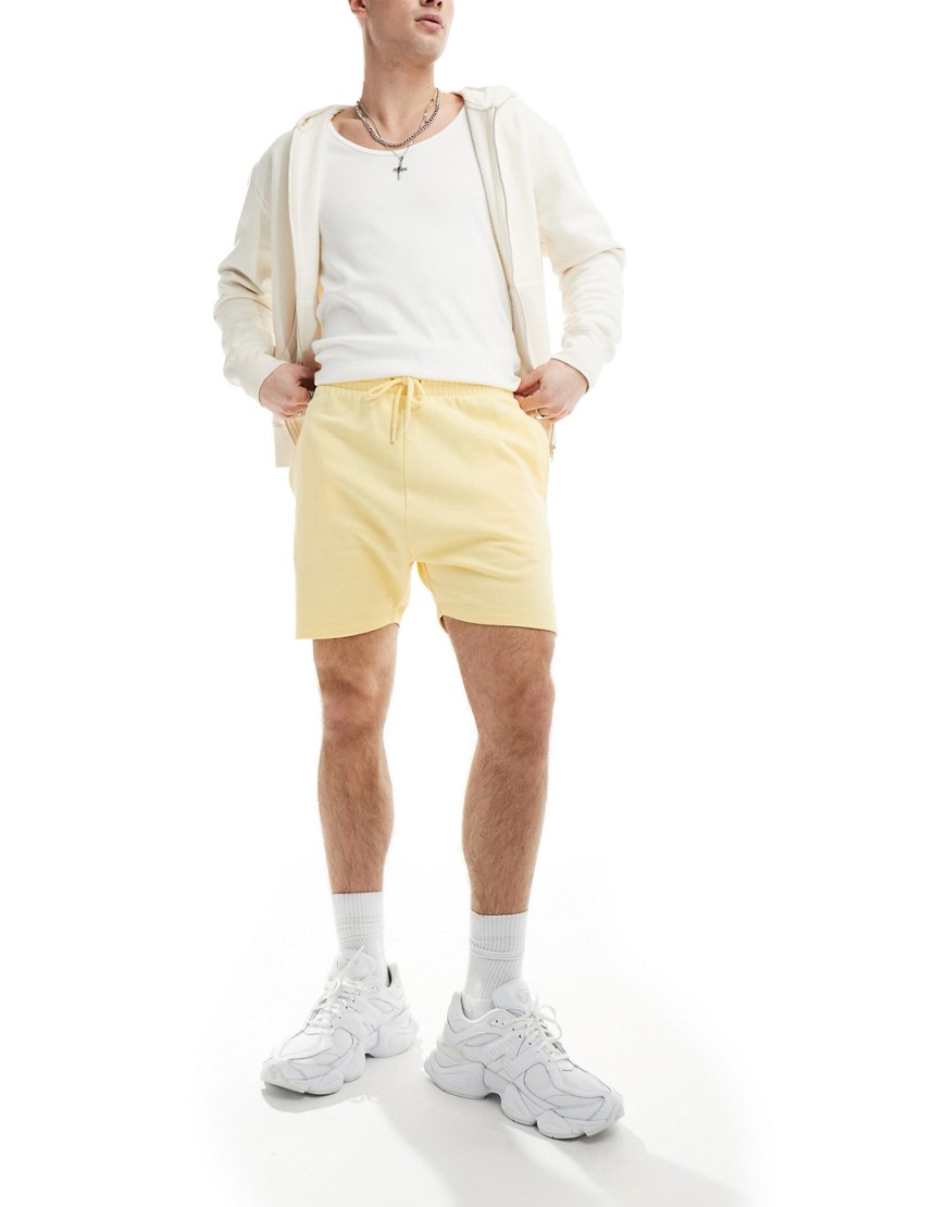 Asos Design Skinny Shorts In Yellow