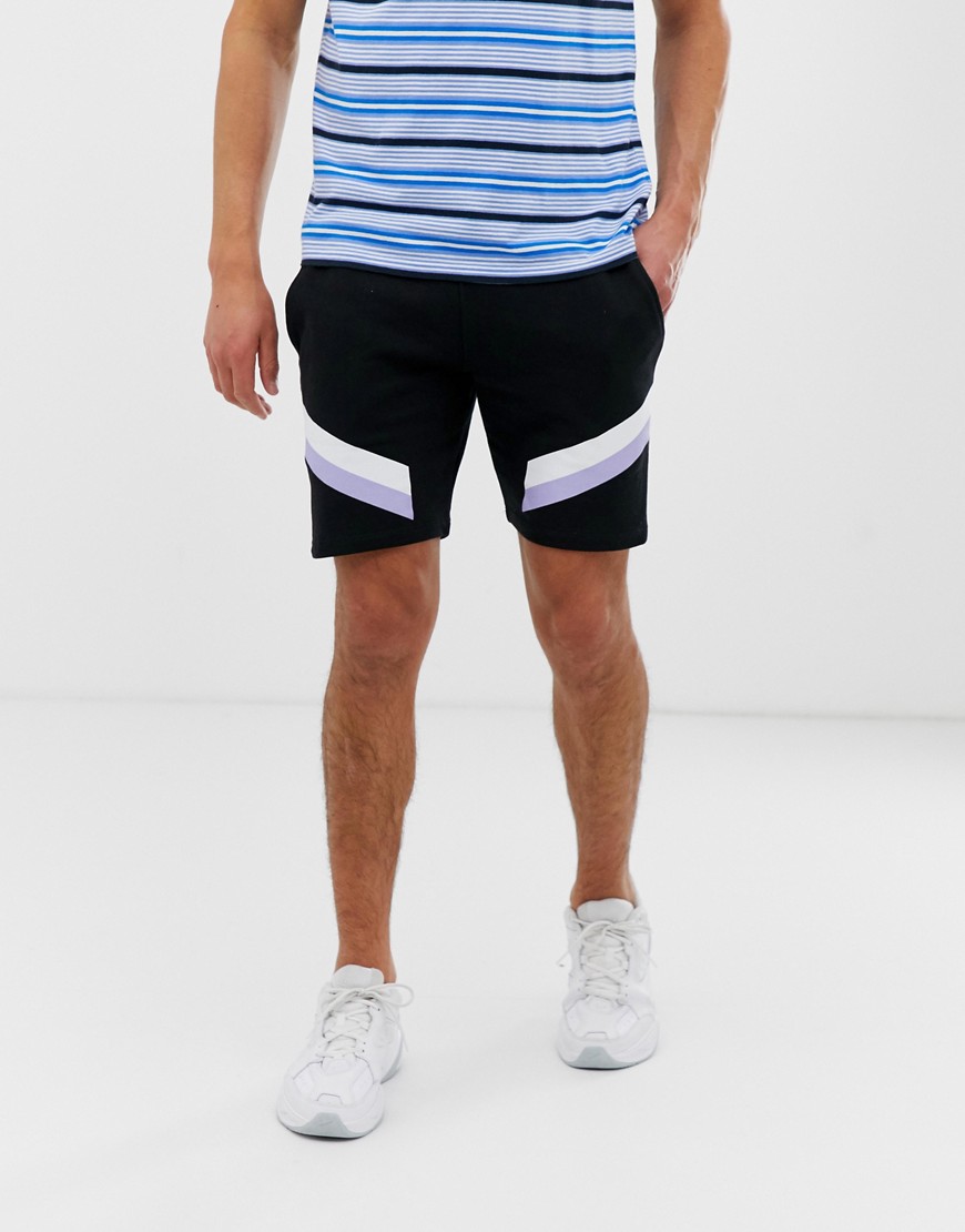 ASOS DESIGN skinny shorts med printet stribe-Sort