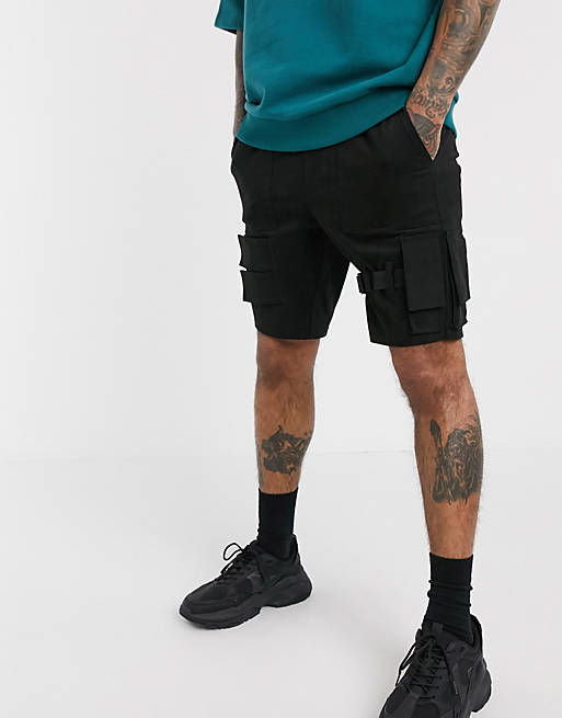 ASOS DESIGN skinny shorts with strapping | ASOS