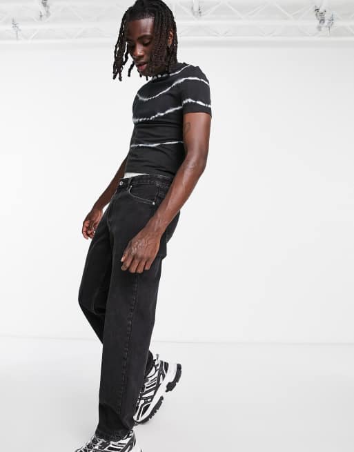 ASOS DESIGN skinny shrunken tie dye t-shirt in black, 2 of 4