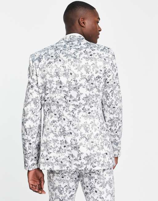 White floral clearance suit jacket