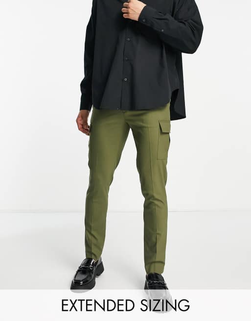 ASOS DESIGN skinny cargo cuffed pants in khaki