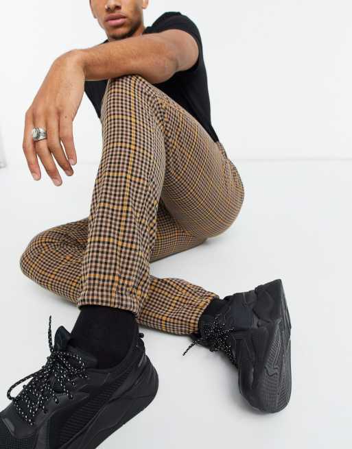 ASOS DESIGN skinny smart joggers in brown check