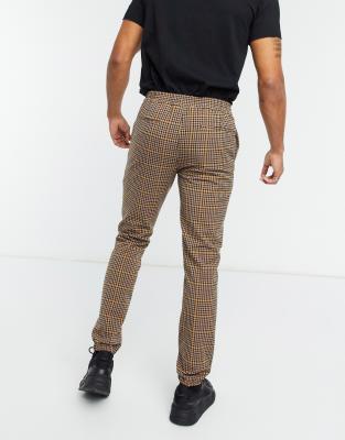 mens smart checked joggers