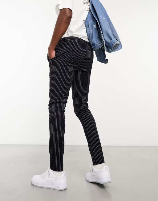 Black sales pinstripe joggers