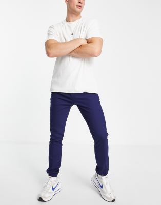 Asos Design Skinny Smart Joggers In Navy