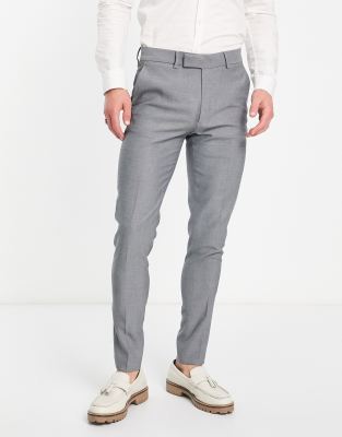 Asos Design Skinny Smart Oxford Suit Pants In Charcoal-gray In Gray