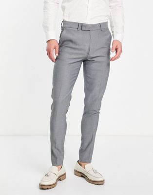 ASOS DESIGN skinny smart oxford suit trousers in charcoal-Grey