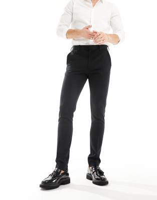 ASOS DESIGN SMART SKINNY FIT PANTS IN BLACK