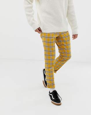 yellow check pants mens